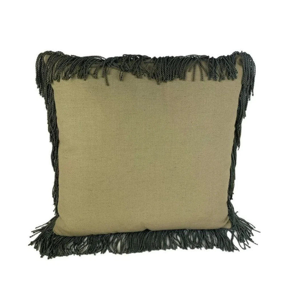 Square Floral Tapestry Throw Pillow Fringe Lillies 14.5